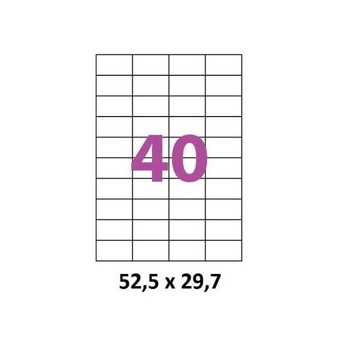 Etiquettes Adhésives Autocollantes 40 par page - 100 pages A4