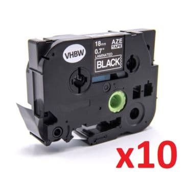 Ruban cassette compatible Brother TZE-241 - Pack de 10 (Noir, Blanc)