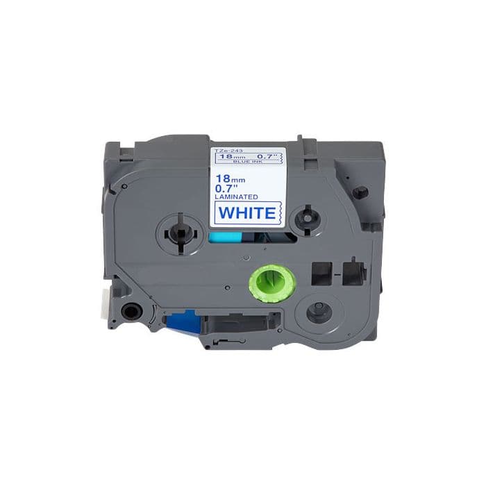 Ruban cassette compatible Brother TZE243 - bleu, blanc
