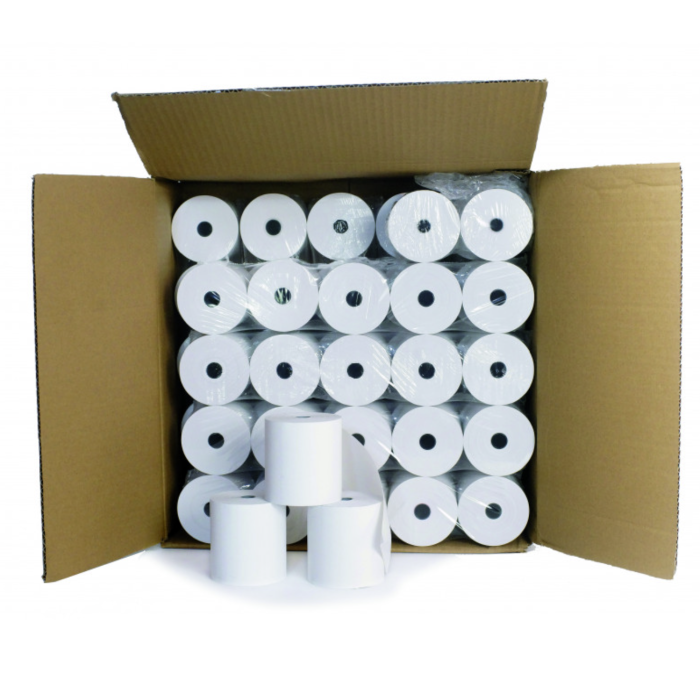 Lot de 50 bobines thermiques pour caisse enregistreuse - Sans BPA - 80 mm x 80 mm x 12 mm - 75 mètres
