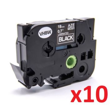 Ruban cassette compatible Brother TZE-241 - Pack de 10 (Noir, Blanc)