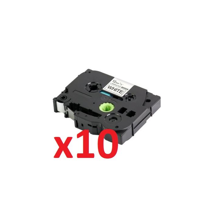 Ruban cassette compatible Brother TZE-131 - Pack de 10 (Noir, Transparent)
