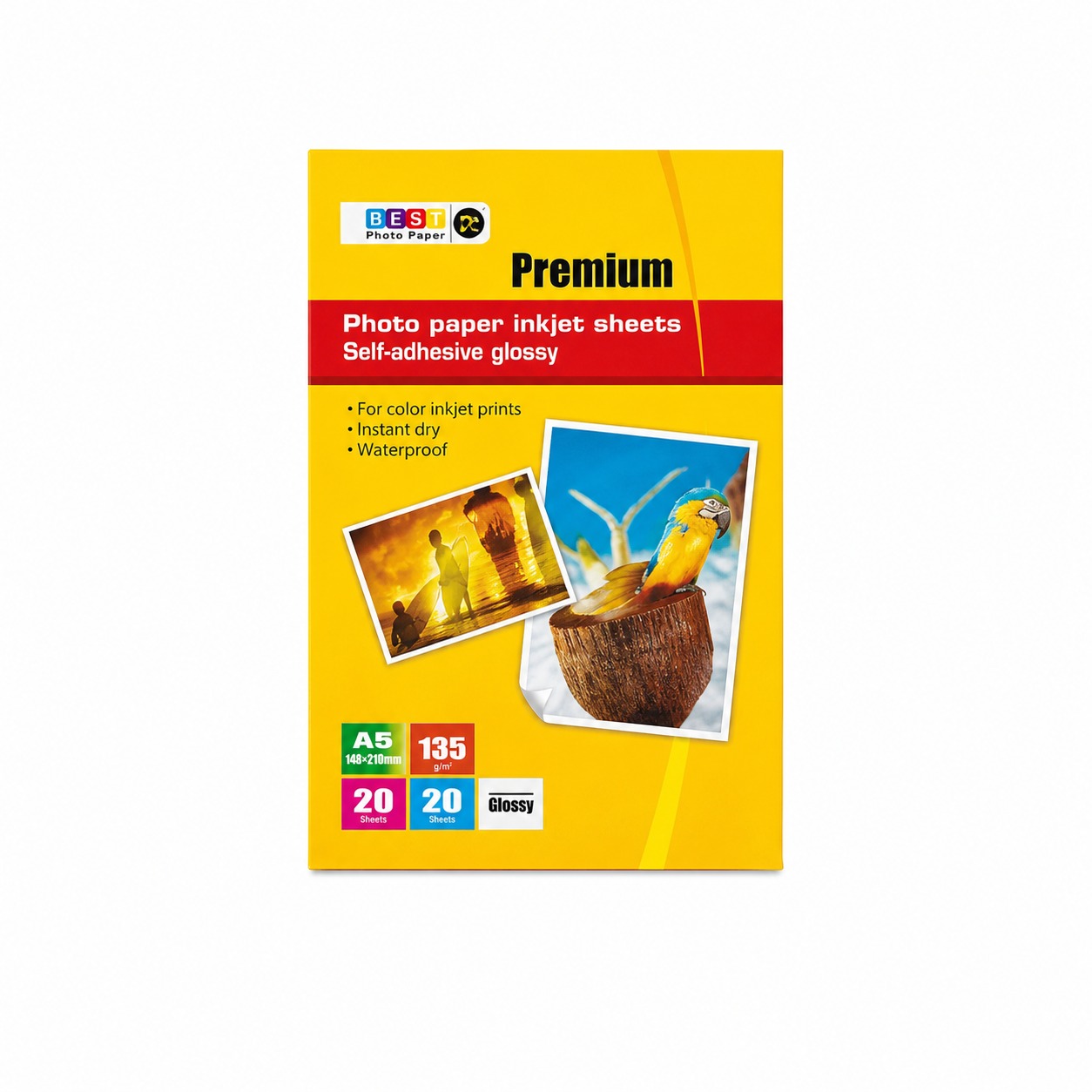 Papiers photo brillant ADHESIF - A6 - 20 feuilles - 120g