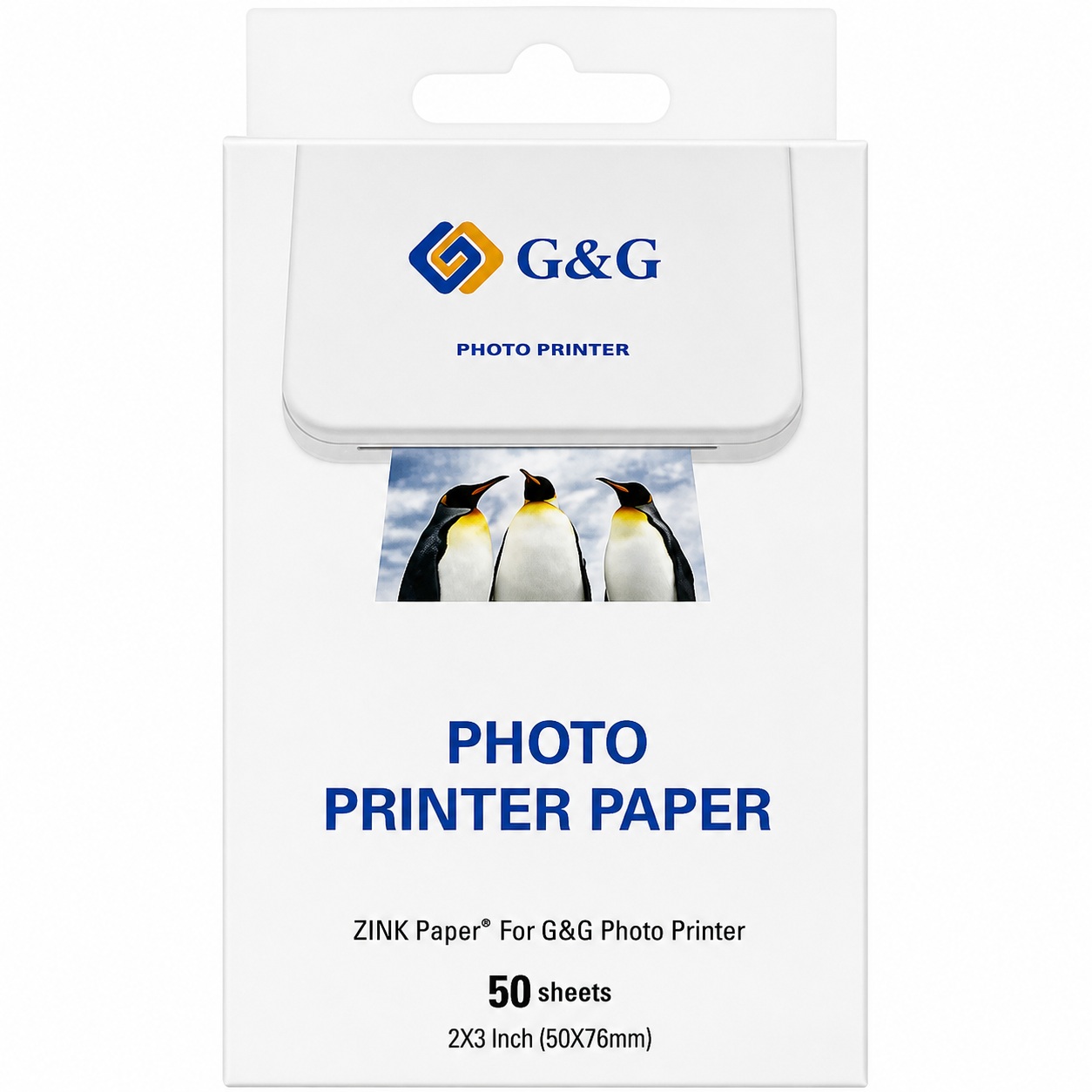 G&G - Pack de 50 Papiers photo auto-adhésif ZINK 76x50 mm (3x2 inch)
