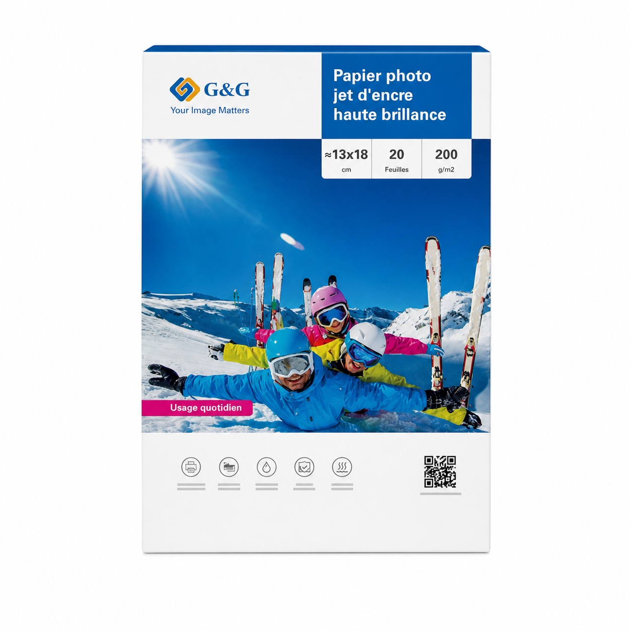 Papiers photo brillant - 13x18cm - 20 feuilles - 200g