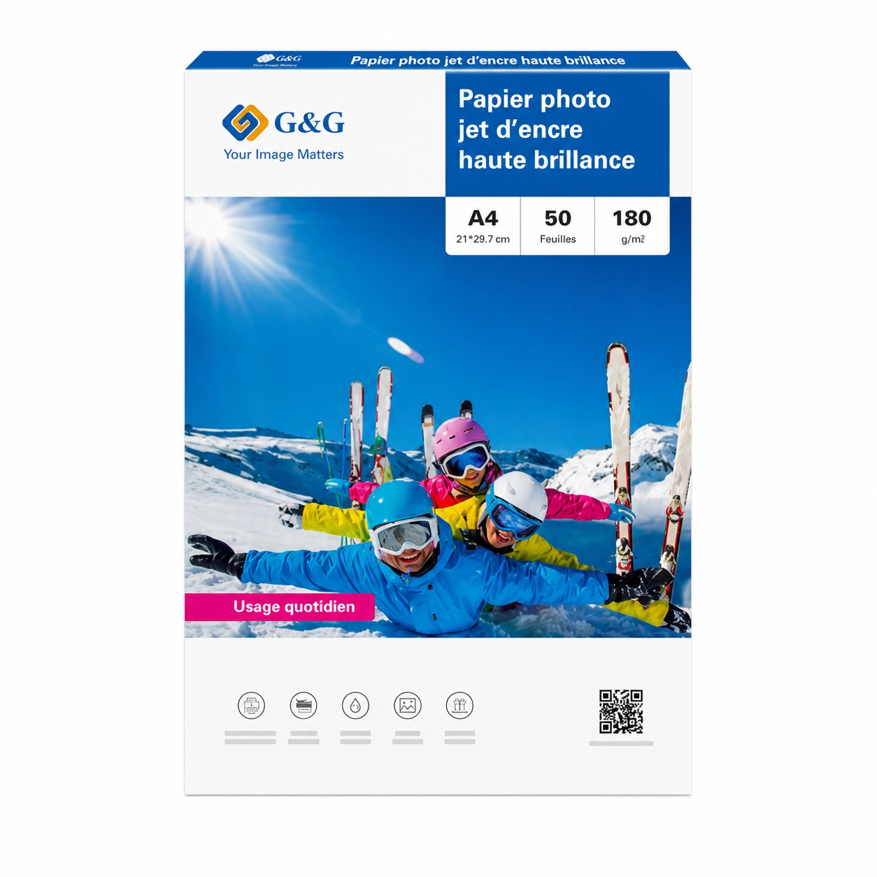 Papiers photo brillant - A4 - 50 feuilles - 180g