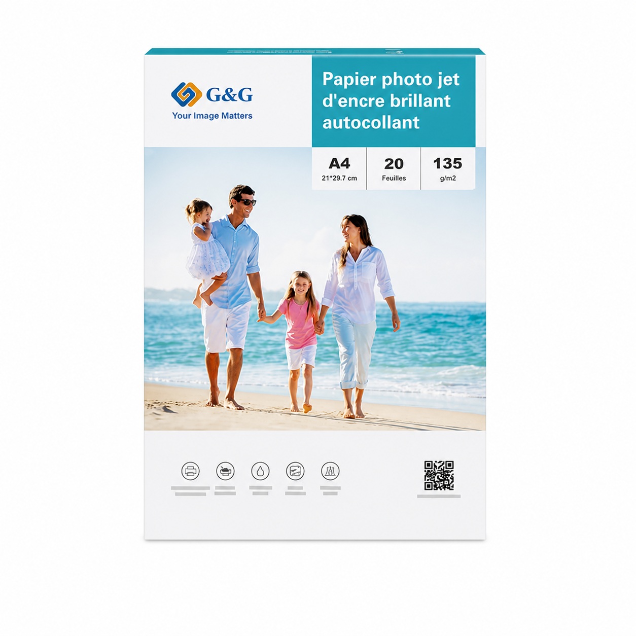 Papiers photo brillant adhésif - A4 - 20 feuilles - 135g