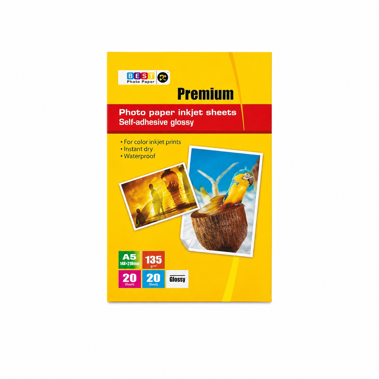 Papiers photo brillant ADHESIF - A6 - 20 feuilles - 120g
